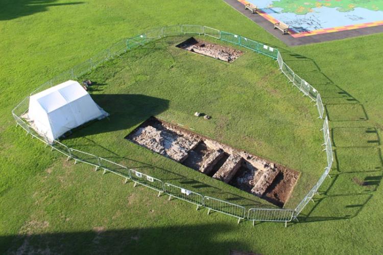 View of the excavation area at the end of Day 10 from Henry VII Tower