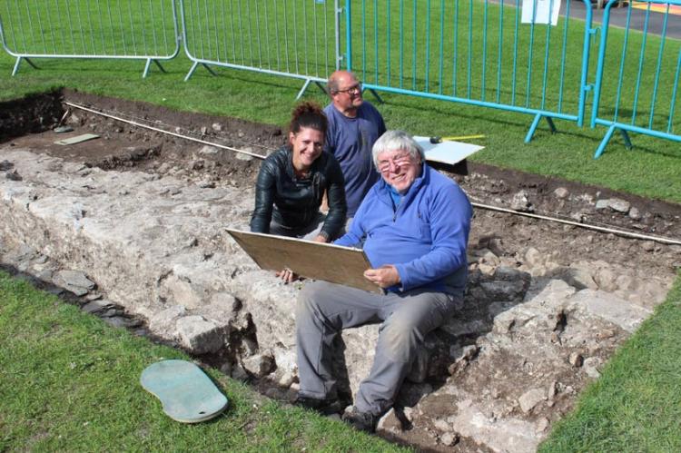 Helen, Rob and Peter recording in Trench 2